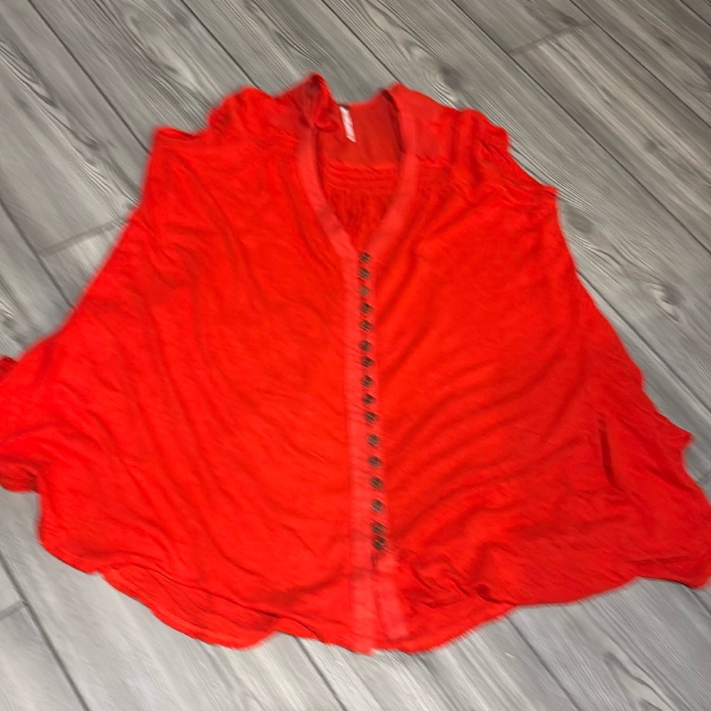 Women's Free People Oversized Long-Length Cap Sleeve Top - Red, Size XS